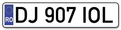 Placuta inmatriculare numar auto  DJ-907-IOL, DJ 907 IOL, DJ907IOL