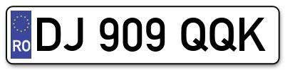 Placuta inmatriculare numar auto  DJ-909-QQK, DJ 909 QQK, DJ909QQK