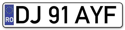 Placuta inmatriculare numar auto  DJ-91-AYF, DJ 91 AYF, DJ91AYF