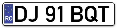 Placuta inmatriculare numar auto  DJ-91-BQT, DJ 91 BQT, DJ91BQT