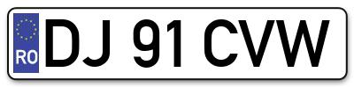 Placuta inmatriculare numar auto  DJ-91-CVW, DJ 91 CVW, DJ91CVW