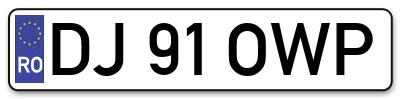 Placuta inmatriculare numar auto  DJ-91-OWP, DJ 91 OWP, DJ91OWP