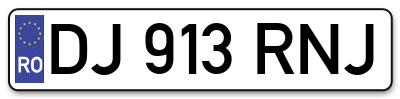 Placuta inmatriculare numar auto  DJ-913-RNJ, DJ 913 RNJ, DJ913RNJ
