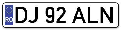Placuta inmatriculare numar auto  DJ-92-ALN, DJ 92 ALN, DJ92ALN