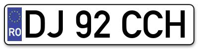 Placuta inmatriculare numar auto  DJ-92-CCH, DJ 92 CCH, DJ92CCH
