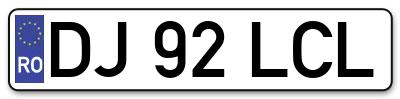 Placuta inmatriculare numar auto  DJ-92-LCL, DJ 92 LCL, DJ92LCL