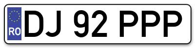 Placuta inmatriculare numar auto  DJ-92-PPP, DJ 92 PPP, DJ92PPP