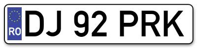 Placuta inmatriculare numar auto  DJ-92-PRK, DJ 92 PRK, DJ92PRK