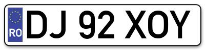 Placuta inmatriculare numar auto  DJ-92-XOY, DJ 92 XOY, DJ92XOY