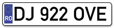 Placuta inmatriculare numar auto  DJ-922-OVE, DJ 922 OVE, DJ922OVE