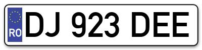 Placuta inmatriculare numar auto  DJ-923-DEE, DJ 923 DEE, DJ923DEE