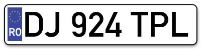 Placuta inmatriculare numar auto  DJ-924-TPL, DJ 924 TPL, DJ924TPL