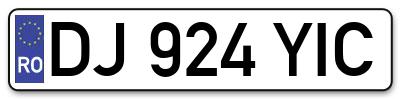 Placuta inmatriculare numar auto  DJ-924-YIC, DJ 924 YIC, DJ924YIC