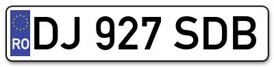 Placuta inmatriculare numar auto  DJ-927-SDB, DJ 927 SDB, DJ927SDB