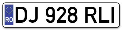 Placuta inmatriculare numar auto  DJ-928-RLI, DJ 928 RLI, DJ928RLI