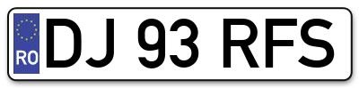 Placuta inmatriculare numar auto  DJ-93-RFS, DJ 93 RFS, DJ93RFS