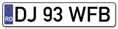 Placuta inmatriculare numar auto  DJ-93-WFB, DJ 93 WFB, DJ93WFB