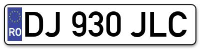 Placuta inmatriculare numar auto  DJ-930-JLC, DJ 930 JLC, DJ930JLC