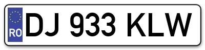 Placuta inmatriculare numar auto  DJ-933-KLW, DJ 933 KLW, DJ933KLW