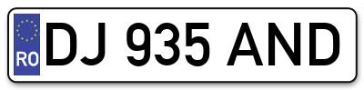 Placuta inmatriculare numar auto  DJ-935-AND, DJ 935 AND, DJ935AND