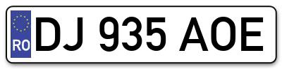 Placuta inmatriculare numar auto  DJ-935-AOE, DJ 935 AOE, DJ935AOE