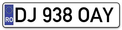Placuta inmatriculare numar auto  DJ-938-OAY, DJ 938 OAY, DJ938OAY