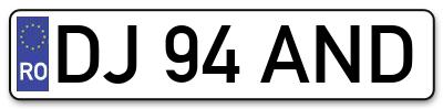 Placuta inmatriculare numar auto  DJ-94-AND, DJ 94 AND, DJ94AND