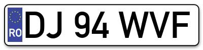 Placuta inmatriculare numar auto  DJ-94-WVF, DJ 94 WVF, DJ94WVF