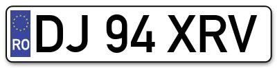 Placuta inmatriculare numar auto  DJ-94-XRV, DJ 94 XRV, DJ94XRV