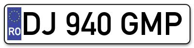 Placuta inmatriculare numar auto  DJ-940-GMP, DJ 940 GMP, DJ940GMP