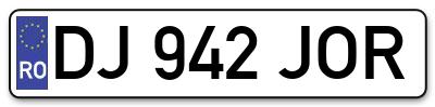 Placuta inmatriculare numar auto  DJ-942-JOR, DJ 942 JOR, DJ942JOR