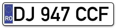 Placuta inmatriculare numar auto  DJ-947-CCF, DJ 947 CCF, DJ947CCF