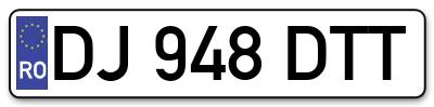 Placuta inmatriculare numar auto  DJ-948-DTT, DJ 948 DTT, DJ948DTT