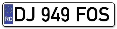 Placuta inmatriculare numar auto  DJ-949-FOS, DJ 949 FOS, DJ949FOS