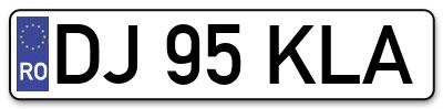 Placuta inmatriculare numar auto  DJ-95-KLA, DJ 95 KLA, DJ95KLA