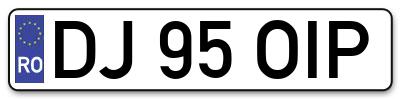 Placuta inmatriculare numar auto  DJ-95-OIP, DJ 95 OIP, DJ95OIP