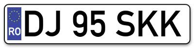 Placuta inmatriculare numar auto  DJ-95-SKK, DJ 95 SKK, DJ95SKK