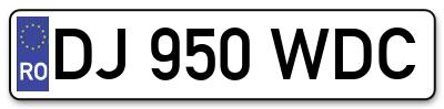 Placuta inmatriculare numar auto  DJ-950-WDC, DJ 950 WDC, DJ950WDC