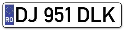 Placuta inmatriculare numar auto  DJ-951-DLK, DJ 951 DLK, DJ951DLK