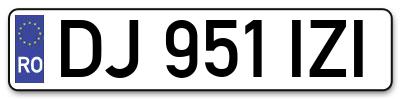 Placuta inmatriculare numar auto  DJ-951-IZI, DJ 951 IZI, DJ951IZI
