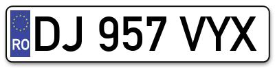Placuta inmatriculare numar auto  DJ-957-VYX, DJ 957 VYX, DJ957VYX