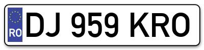 Placuta inmatriculare numar auto  DJ-959-KRO, DJ 959 KRO, DJ959KRO