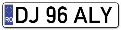 Placuta inmatriculare numar auto  DJ-96-ALY, DJ 96 ALY, DJ96ALY