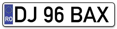 Placuta inmatriculare numar auto  DJ-96-BAX, DJ 96 BAX, DJ96BAX