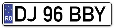 Placuta inmatriculare numar auto  DJ-96-BBY, DJ 96 BBY, DJ96BBY