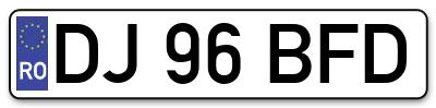 Placuta inmatriculare numar auto  DJ-96-BFD, DJ 96 BFD, DJ96BFD