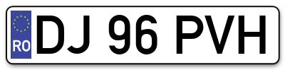 Placuta inmatriculare numar auto  DJ-96-PVH, DJ 96 PVH, DJ96PVH