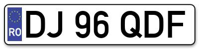 Placuta inmatriculare numar auto  DJ-96-QDF, DJ 96 QDF, DJ96QDF