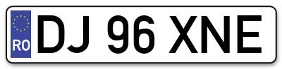 Placuta inmatriculare numar auto  DJ-96-XNE, DJ 96 XNE, DJ96XNE