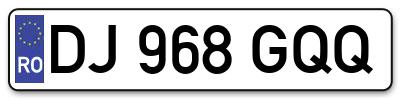 Placuta inmatriculare numar auto  DJ-968-GQQ, DJ 968 GQQ, DJ968GQQ